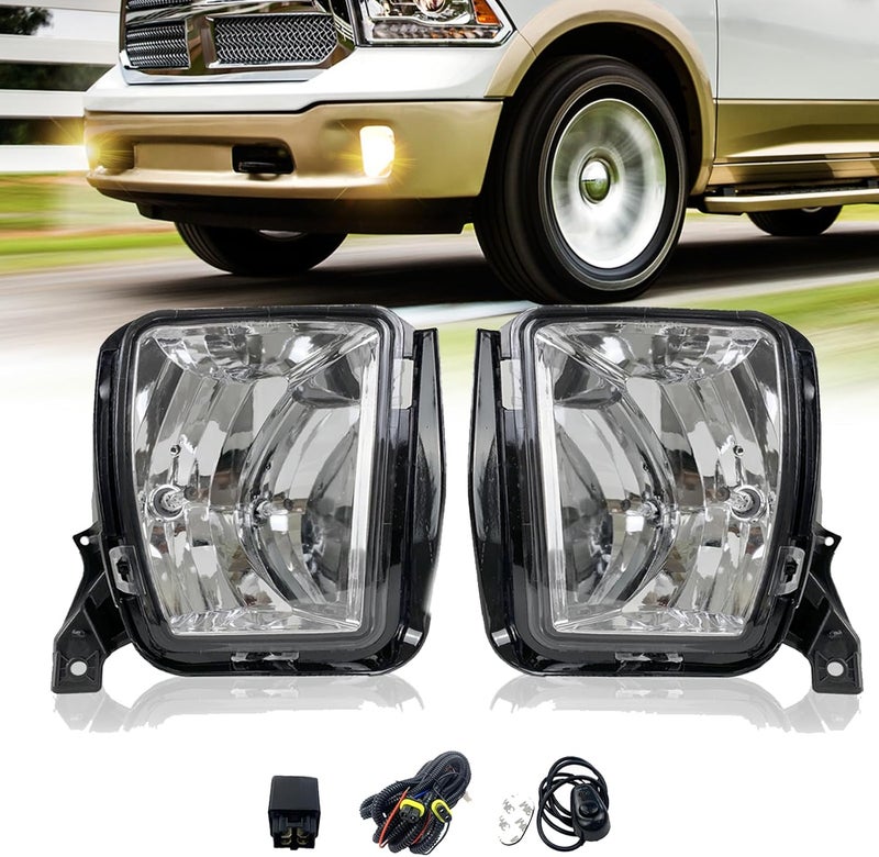 BOXLIGHT Fog Lights Assembly Compatible With 2013-2018 Dodge Ram 1500 Pickup Front Bumper Driving Fog Lamp Fog Light Kits (Smoked Lens) - Image 1